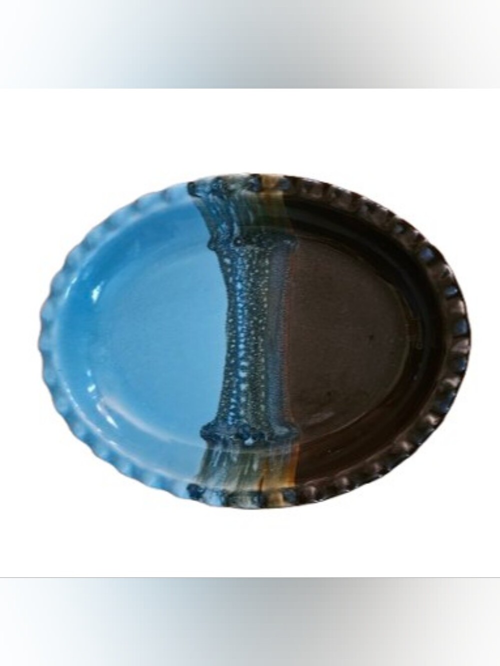 *Neher Vintage Clay in Motion Handmade Ceramic Oval Platter in Ocean Tide